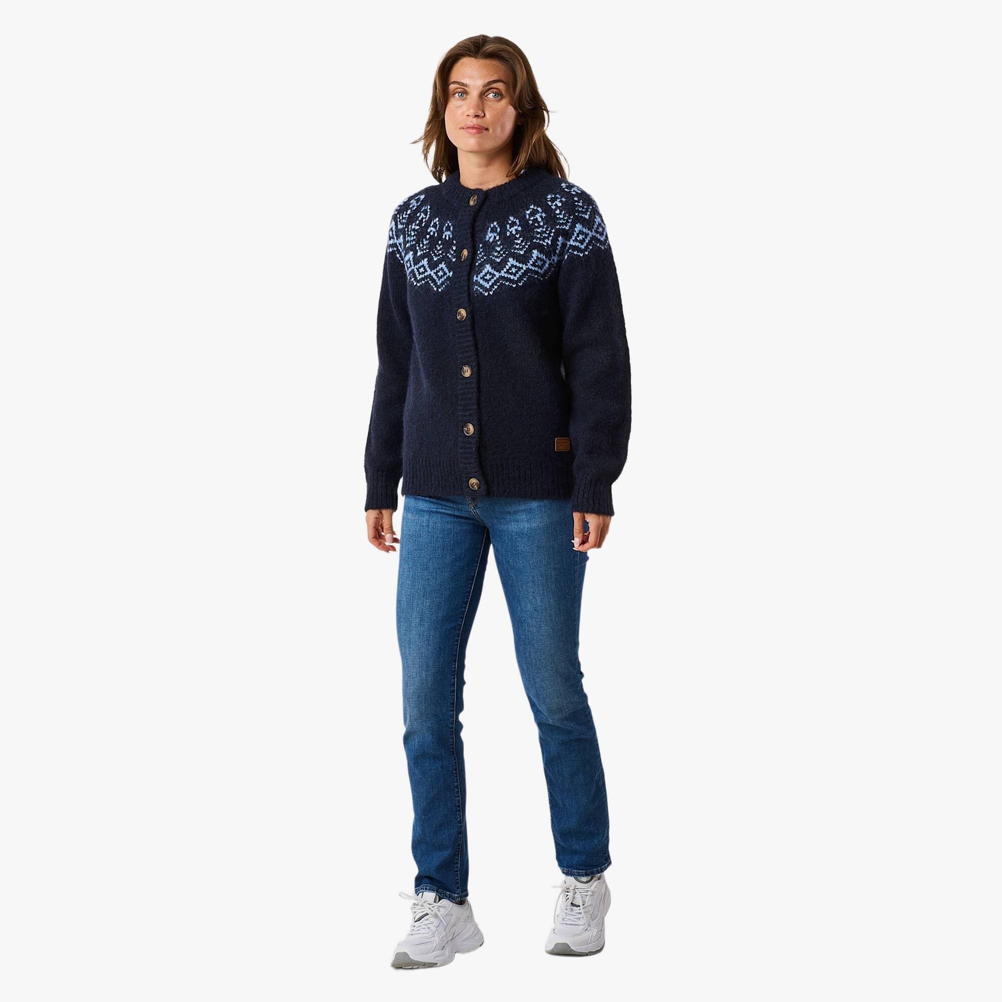 Dames sweaters cardigan Lofoten wol gebreid 3/7