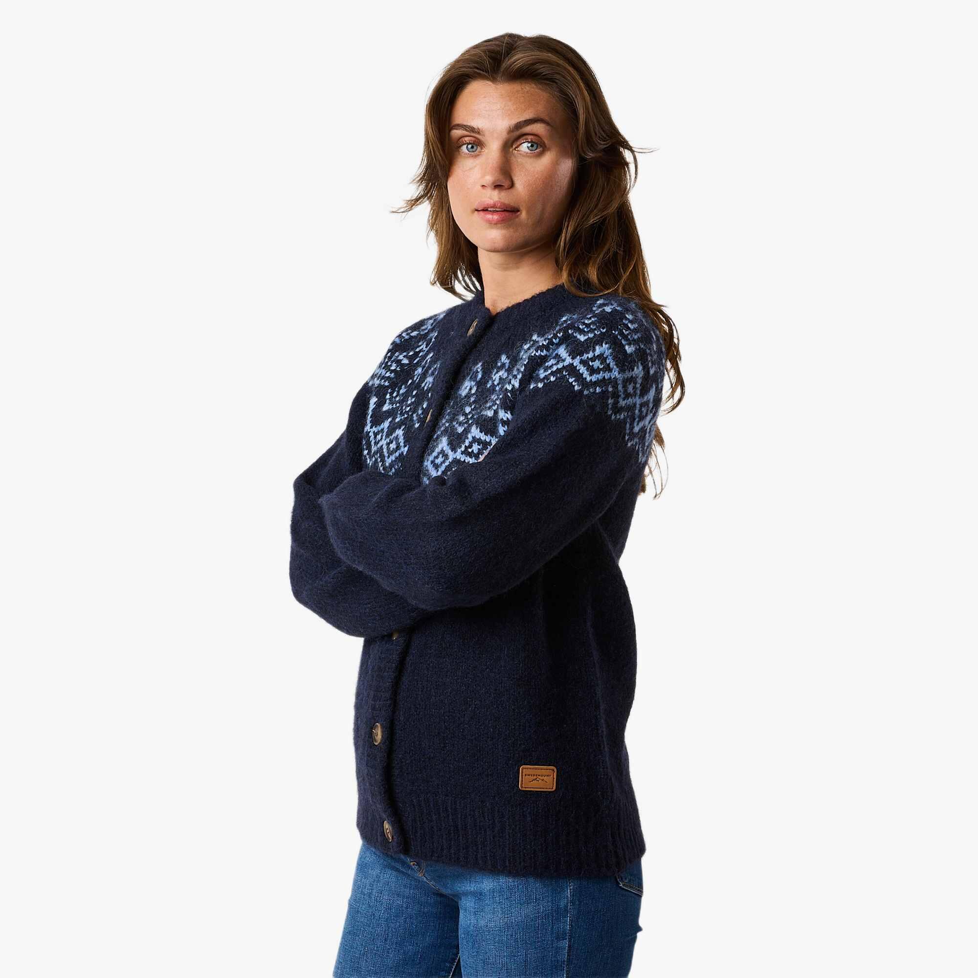 Dames sweaters cardigan Lofoten wol gebreid 4/7