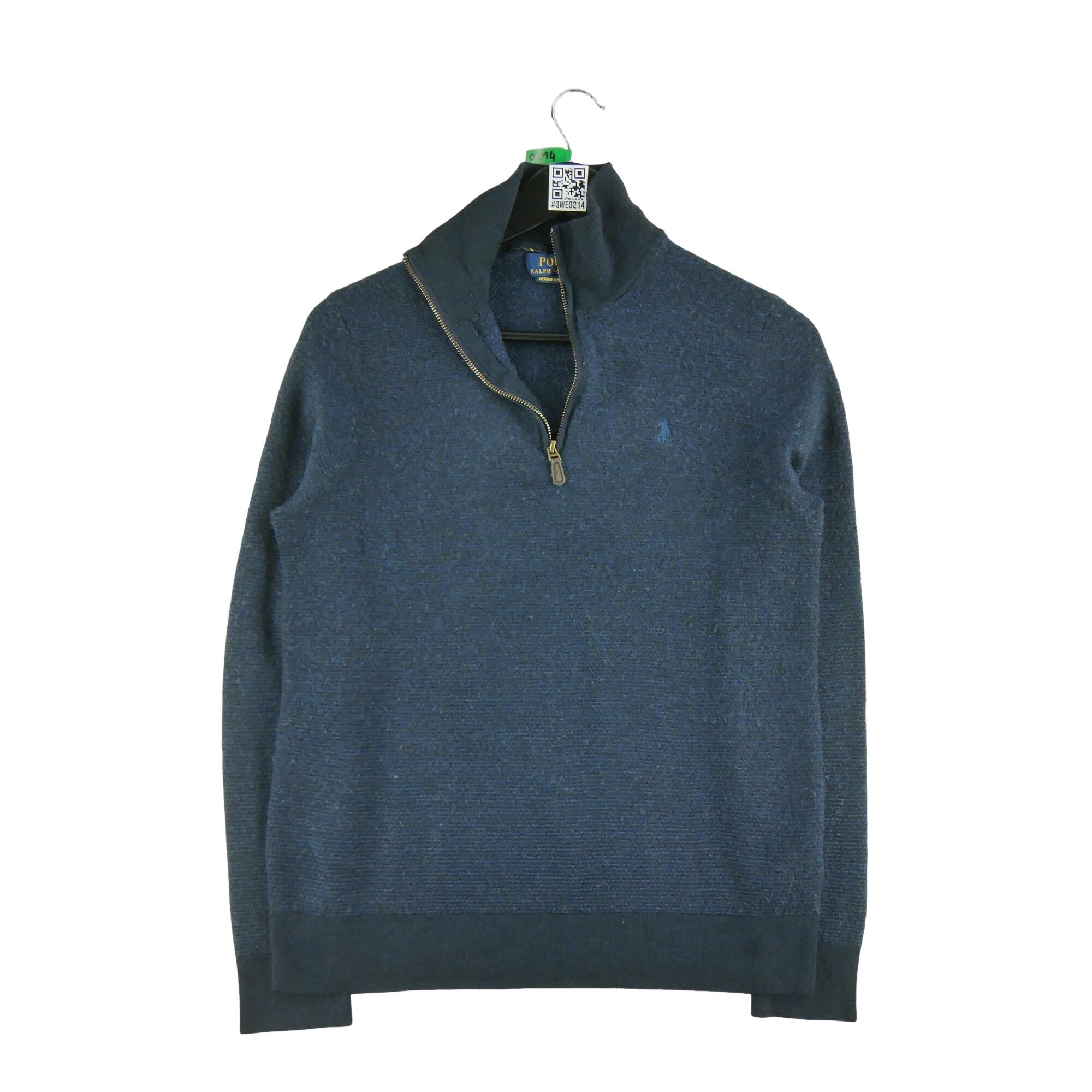 Maglione blu scuro con zip a quarto Uomo 3/7