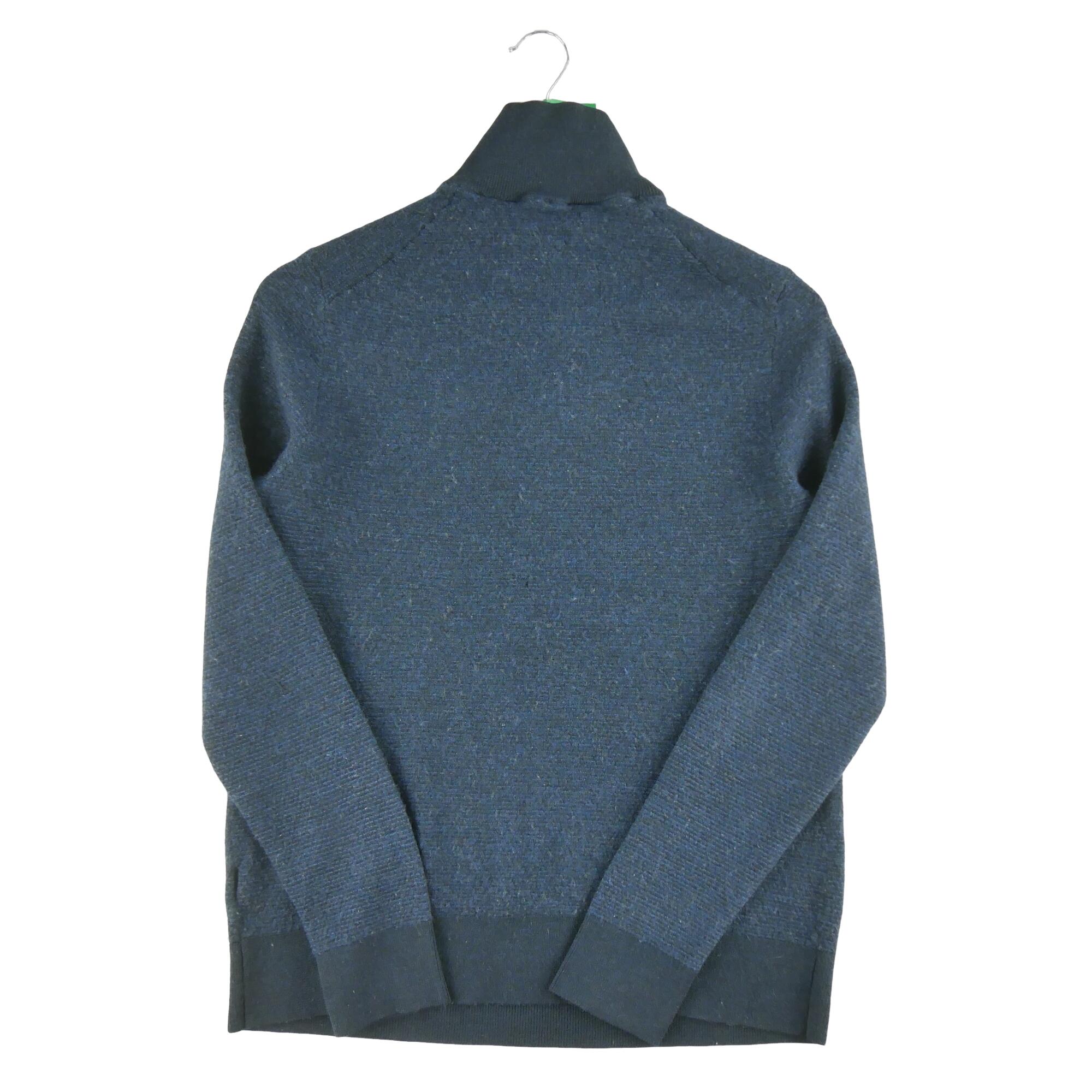 Maglione blu scuro con zip a quarto Uomo 2/7
