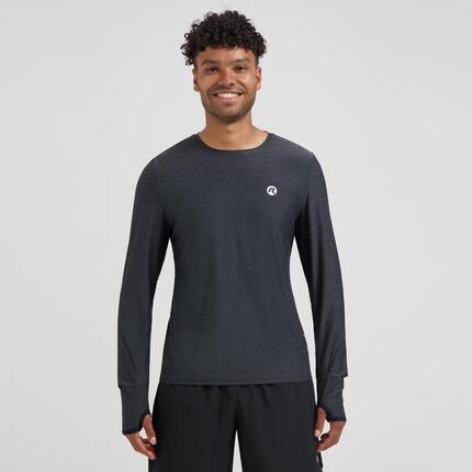 T-shirt de course manches longues Homme Noir Essential