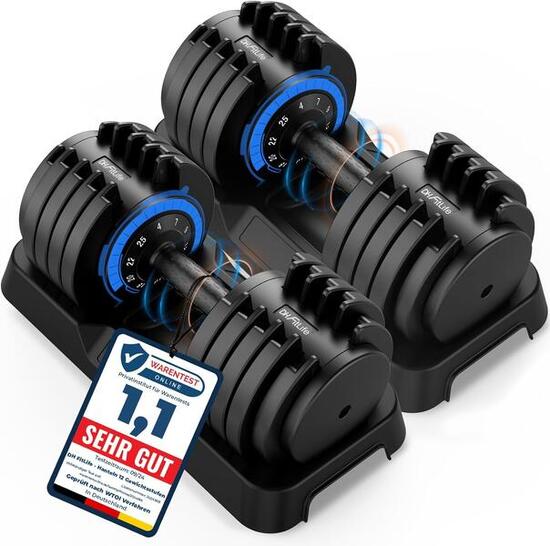 DH FitLife 25 kg verstellbare Hanteln 4 bis 25 kg mit 10 Gewichtsstufen