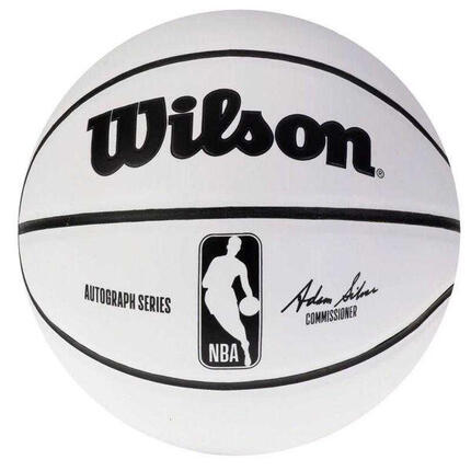 Mini Ballon De Basket Motif/style NBA AUTOGRAPH (Blanc)