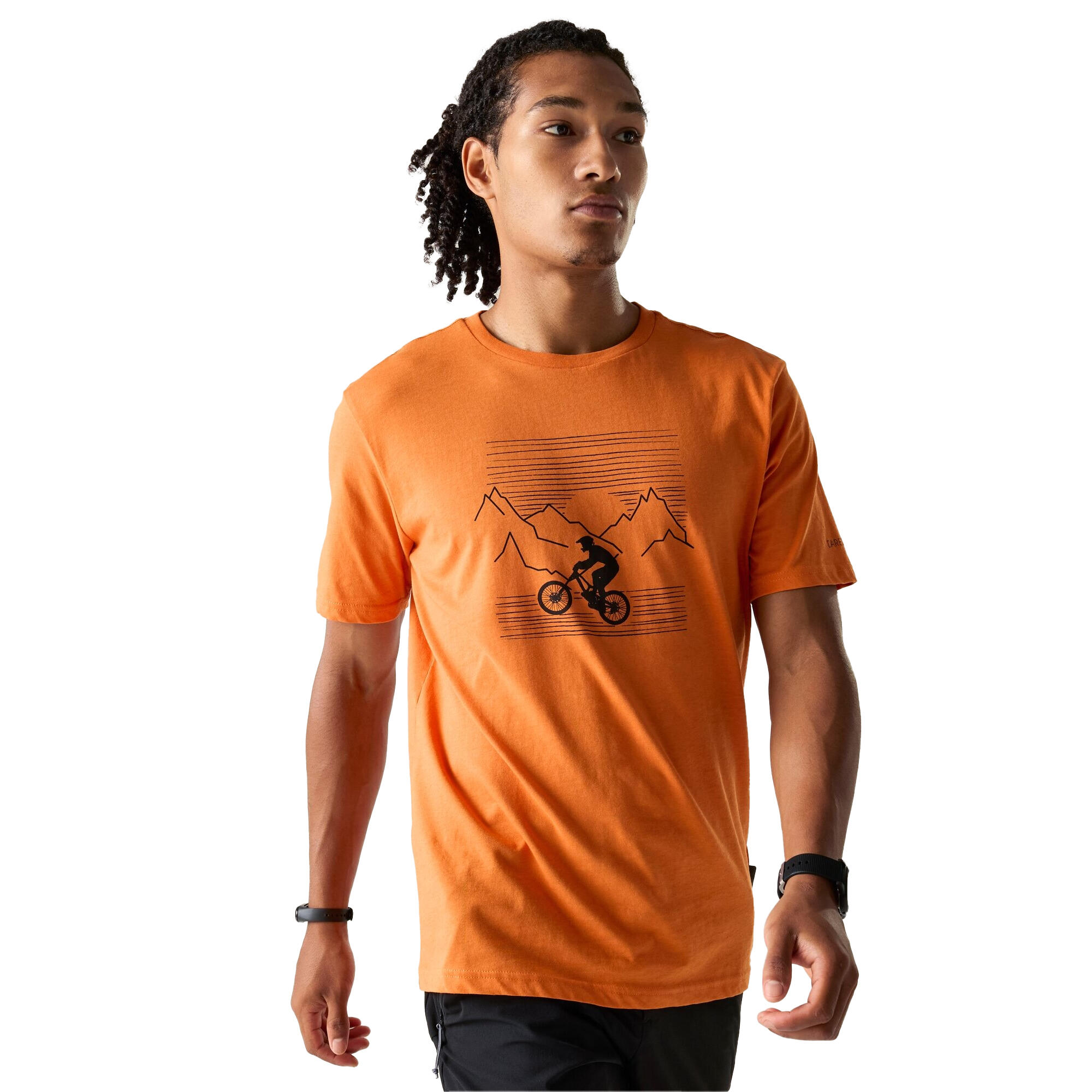 Tshirt Motif/style VTT MOVEMENT Homme (Orange Brûlé) 4/5