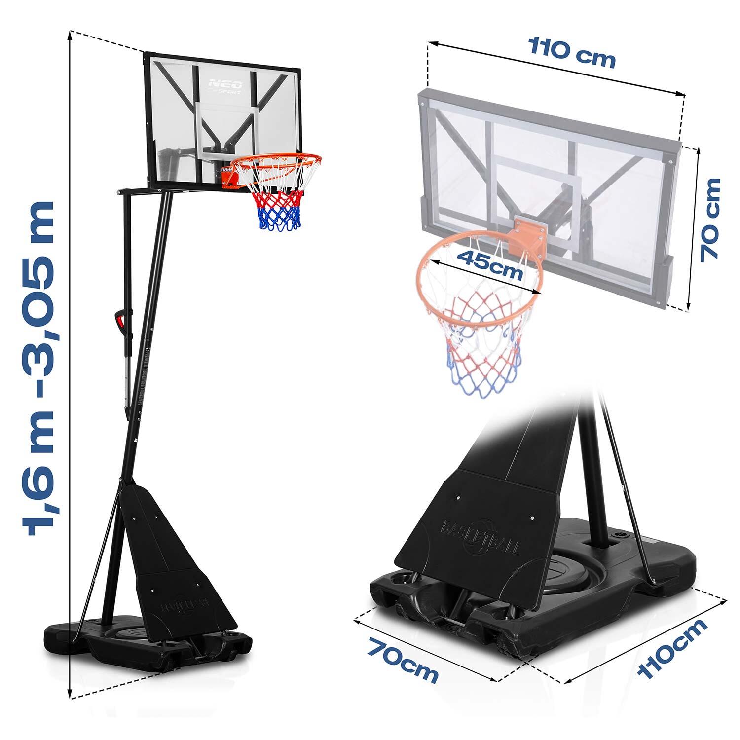 Kosz do koszykówki Neo-sport NS-284 regulowany 160-305 cm stabilny duży 7/7