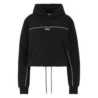 Dames laagna bedrukte crop hoodie (zwart)