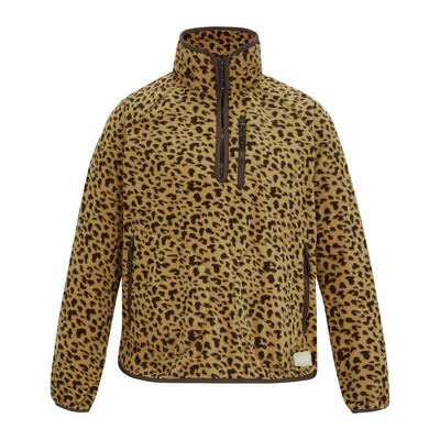 Dames frankie leopard print half zip fleece top (luipaard)