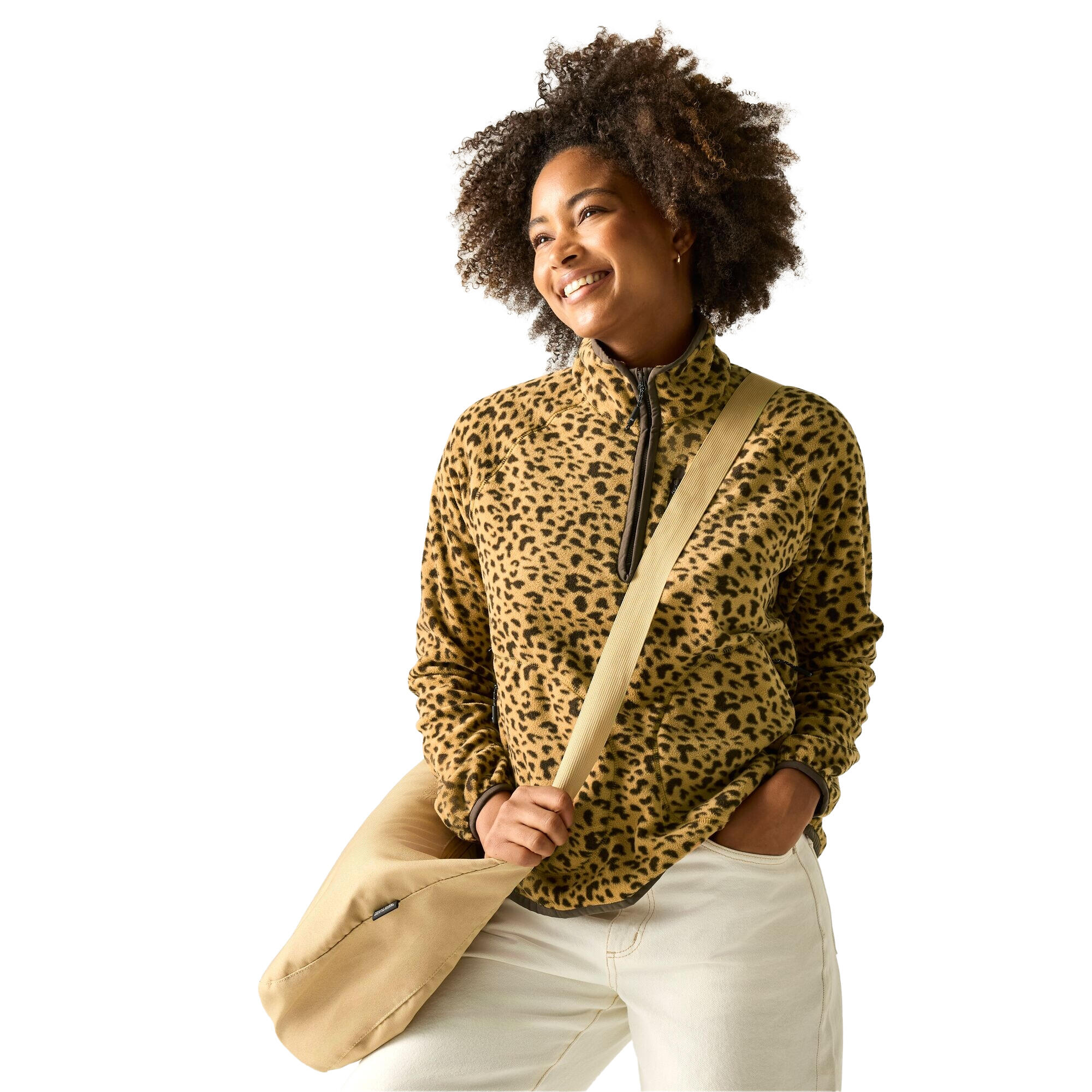 Womens/Ladies Frankie Leopard Print Half Zip Fleece Top (Leopard) 4/5