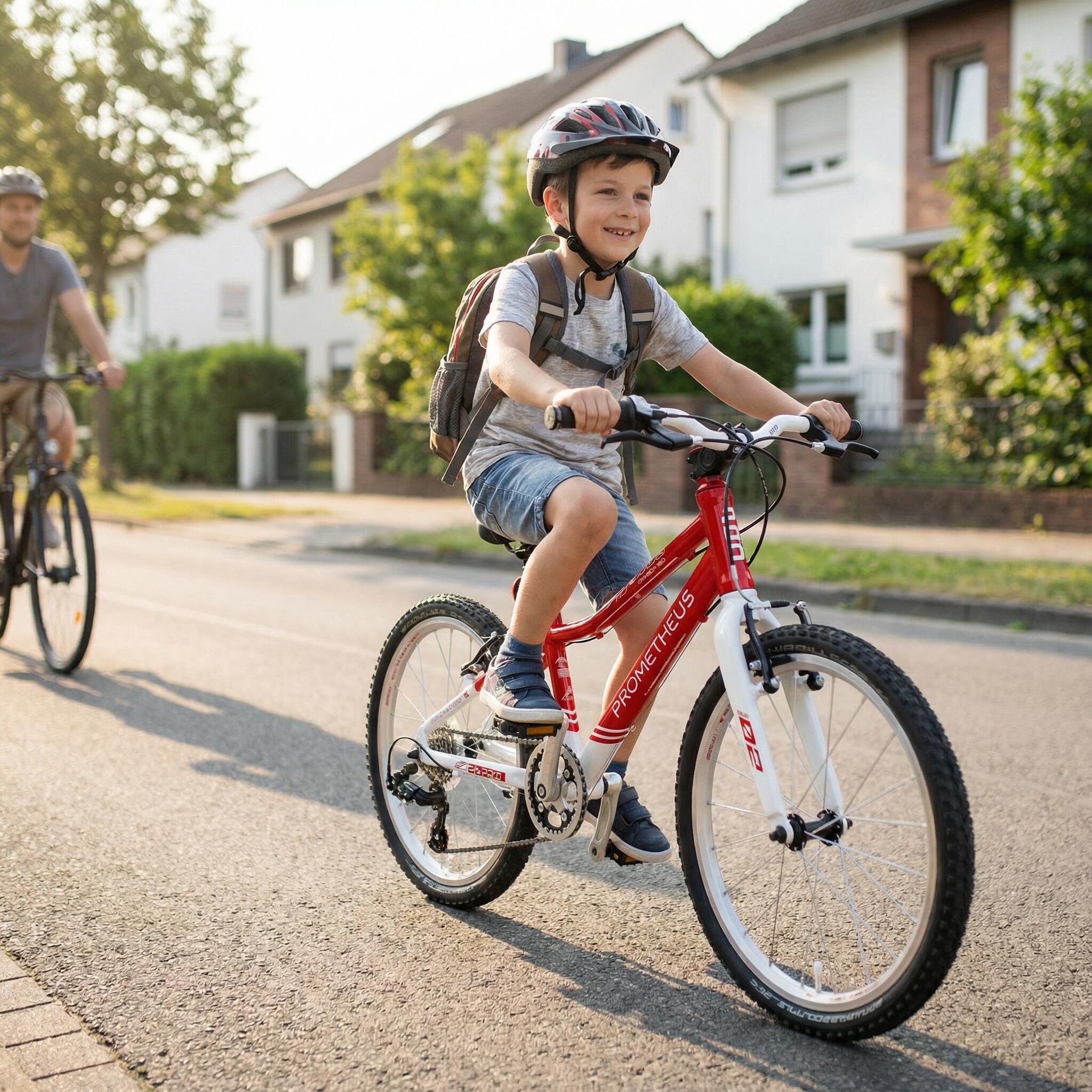 Bici bambini 20 pollici da 6 anni, superleggera, 7 marce, Rosso Bianco 2/7