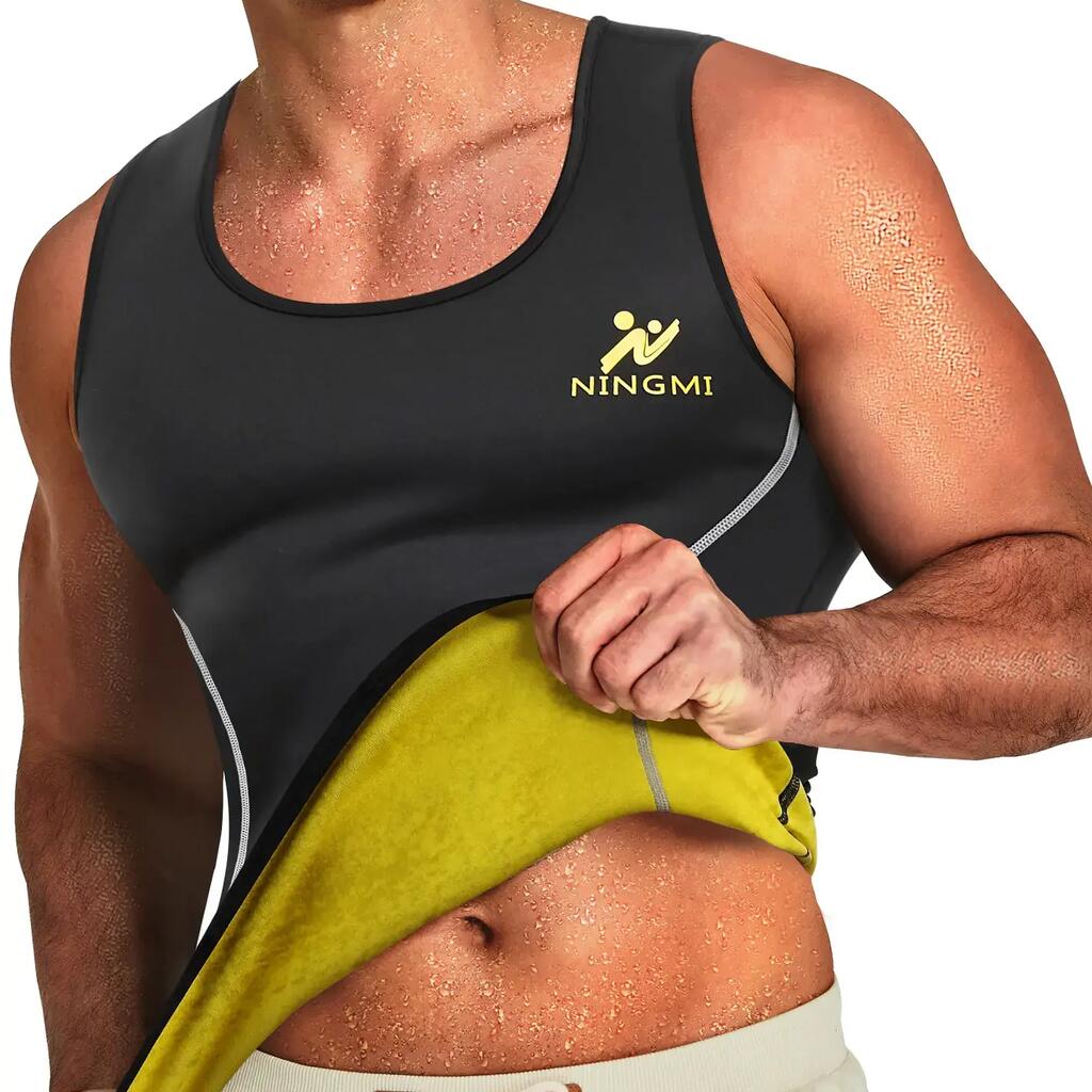 Мъжки фитнес потник SlimBody, неопрен, изцяло черен