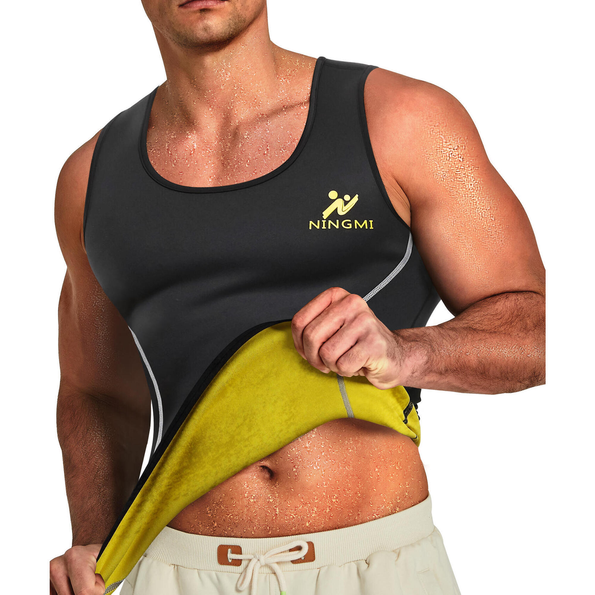 SLIMBODY Pánské zeštíhlující fitness tílko SlimBody, Neoprén, All Black