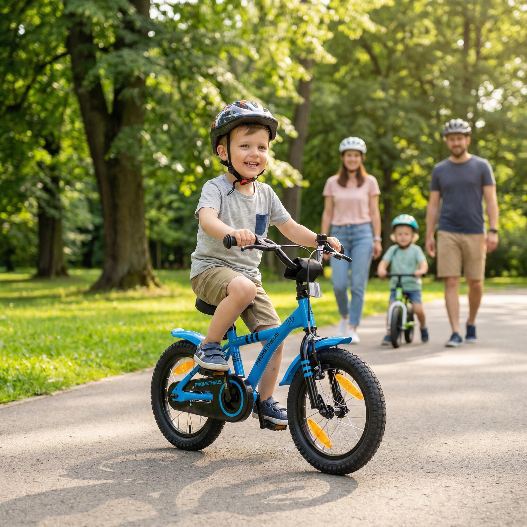 Bicicletta per bambini 14" dai 4 anni con rotelle e freno a contropedale 7/8