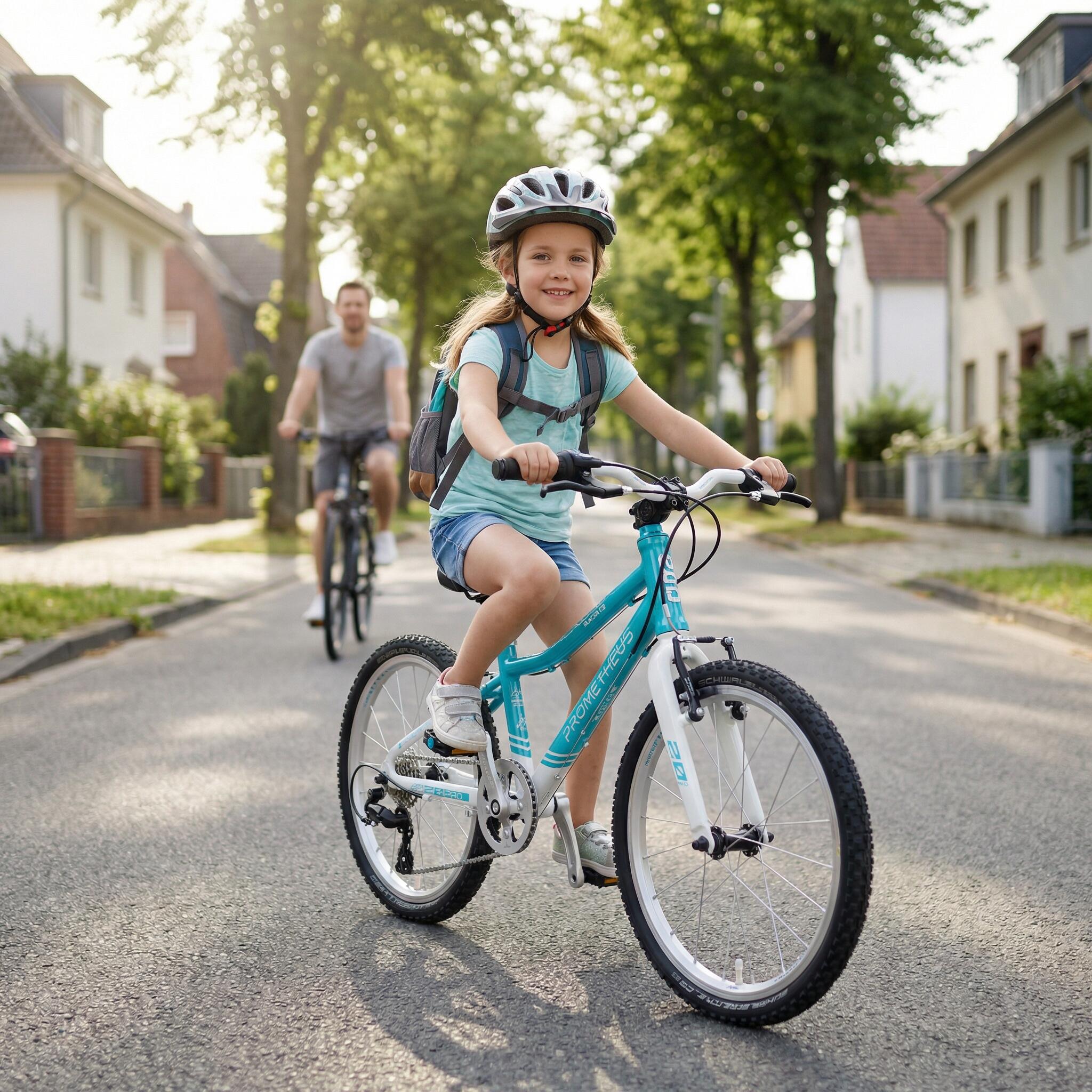 Bici bambini 20 pollici da 6 anni, superleggera, 7 marce, Blu Bianco 5/8