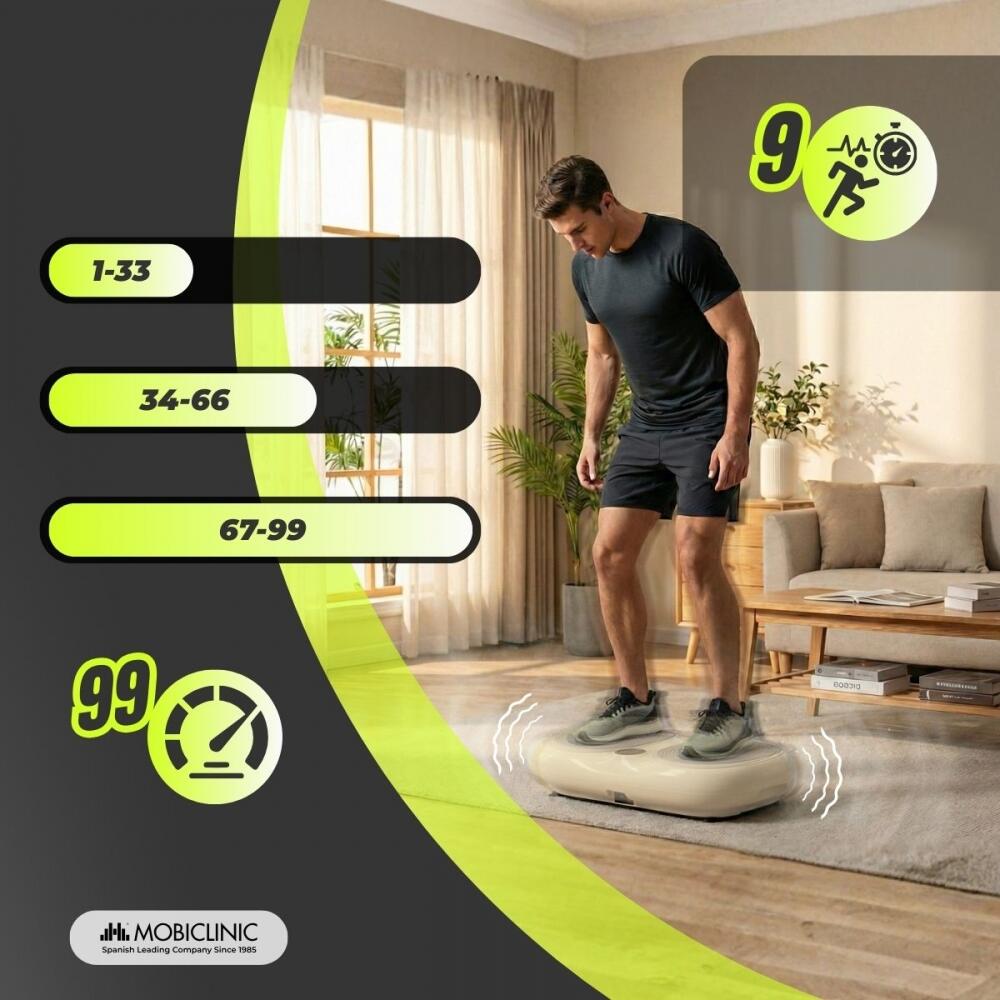 Plataforma vibratória 99 níveis de velocidade 9 programas Bandas elásticas 4/7