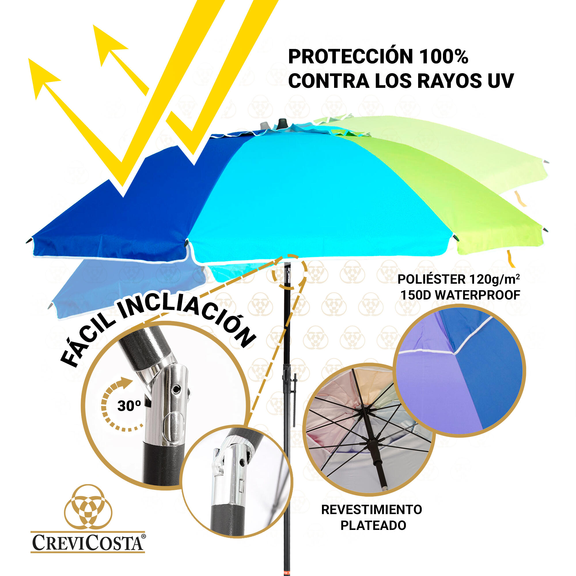 Sombrilla Playa 200 cm/8 Varillas - CREVICOSTA Orgullo 4/7