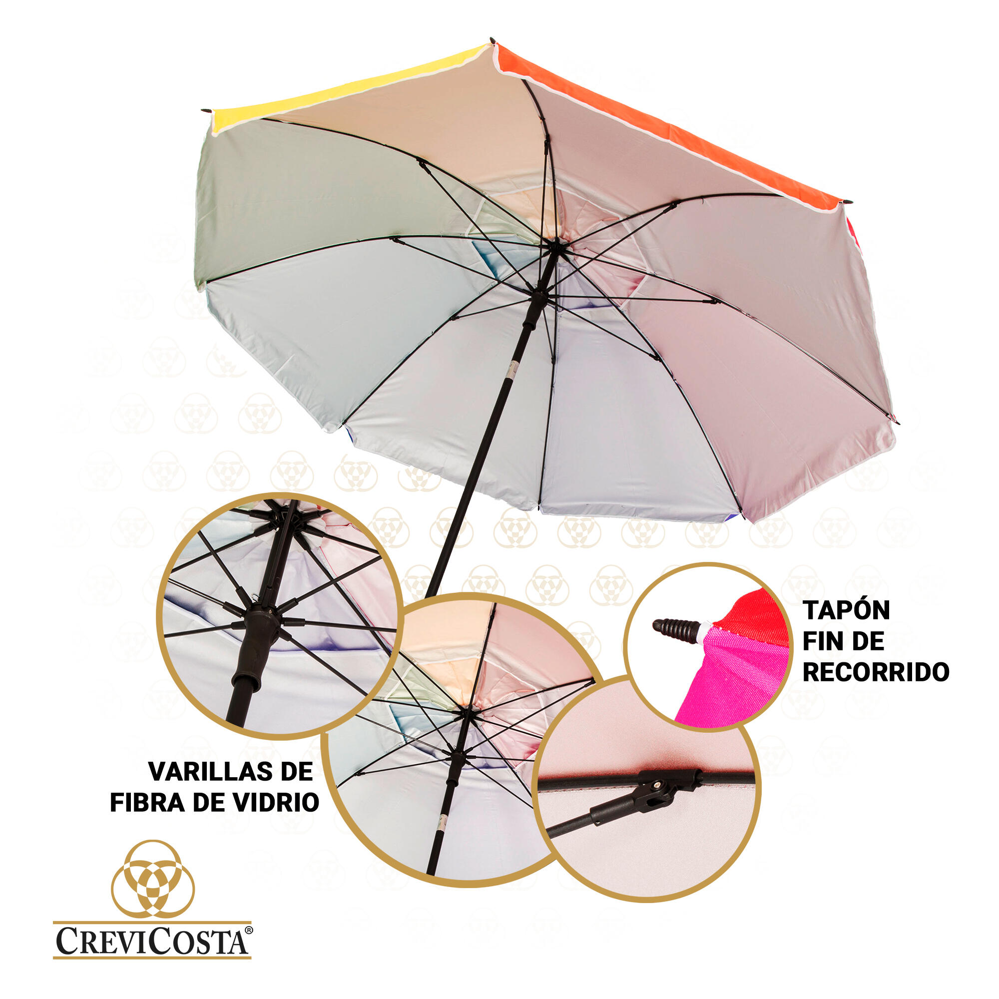 Sombrilla Playa 200 cm/8 Varillas - CREVICOSTA Orgullo 6/7