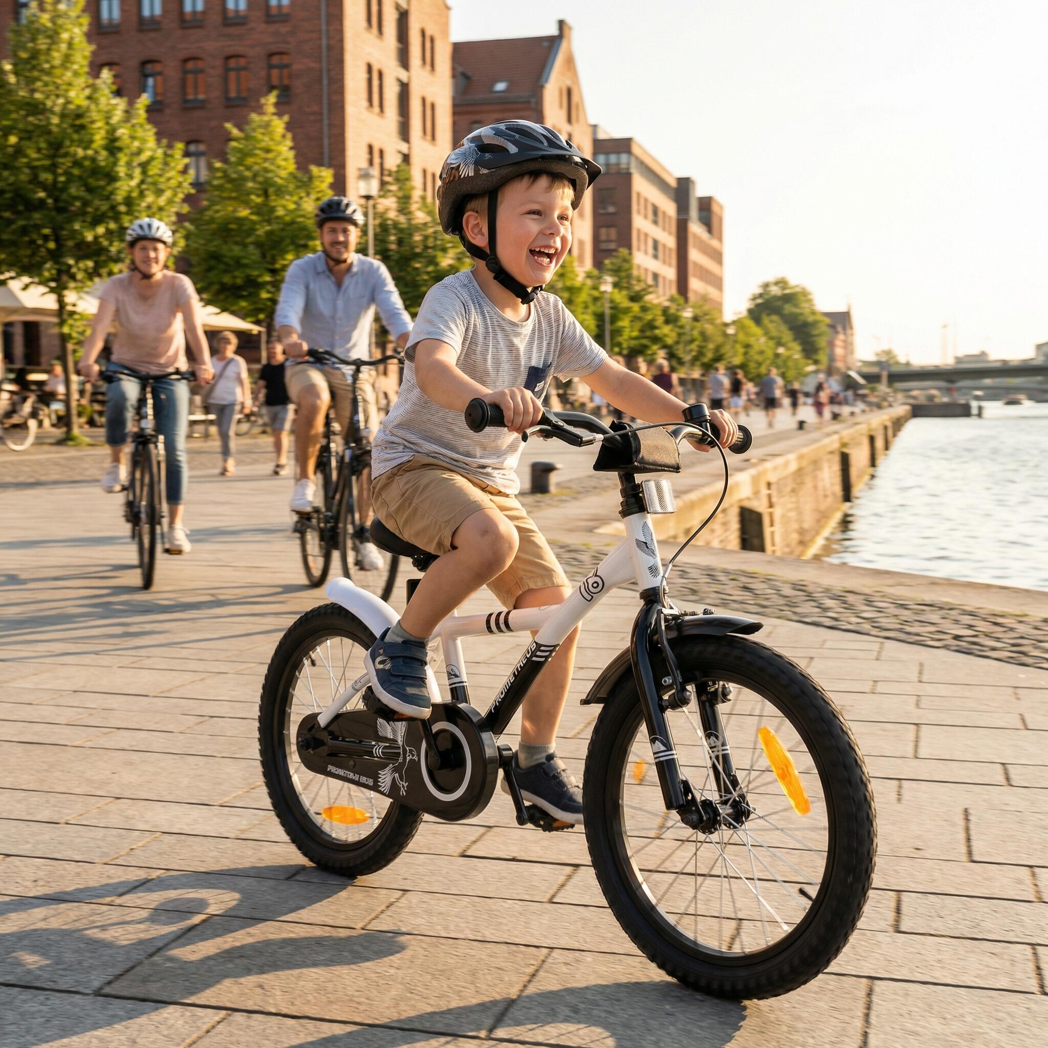 Vélo enfant 18 pouces dès 5 ans Blanc-Noir – rétropédalage & V-Brake 2/7