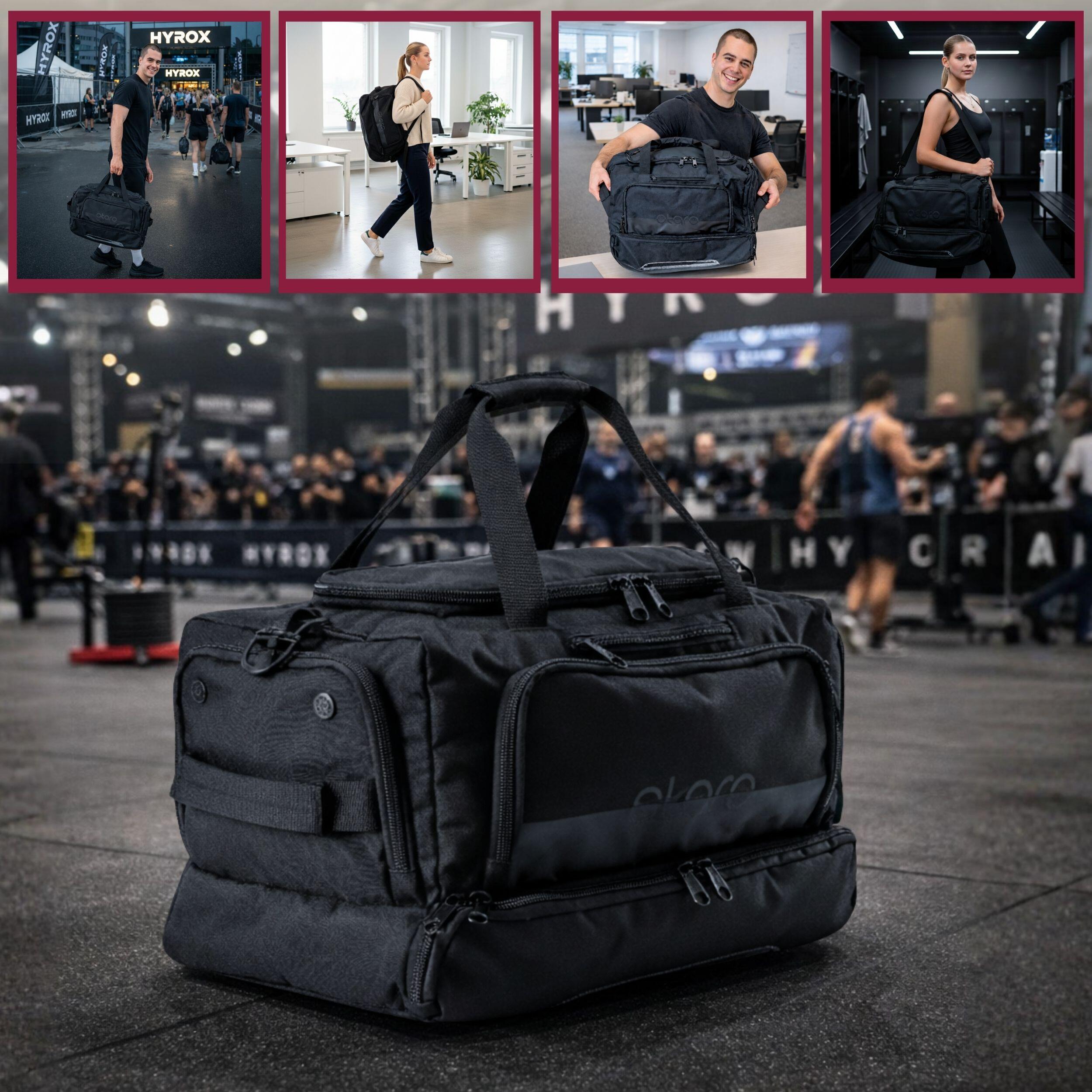 Sporttas met schoenenvak, natvak, laptopvak & rugzakriemen | 50L - Zwart 3/7
