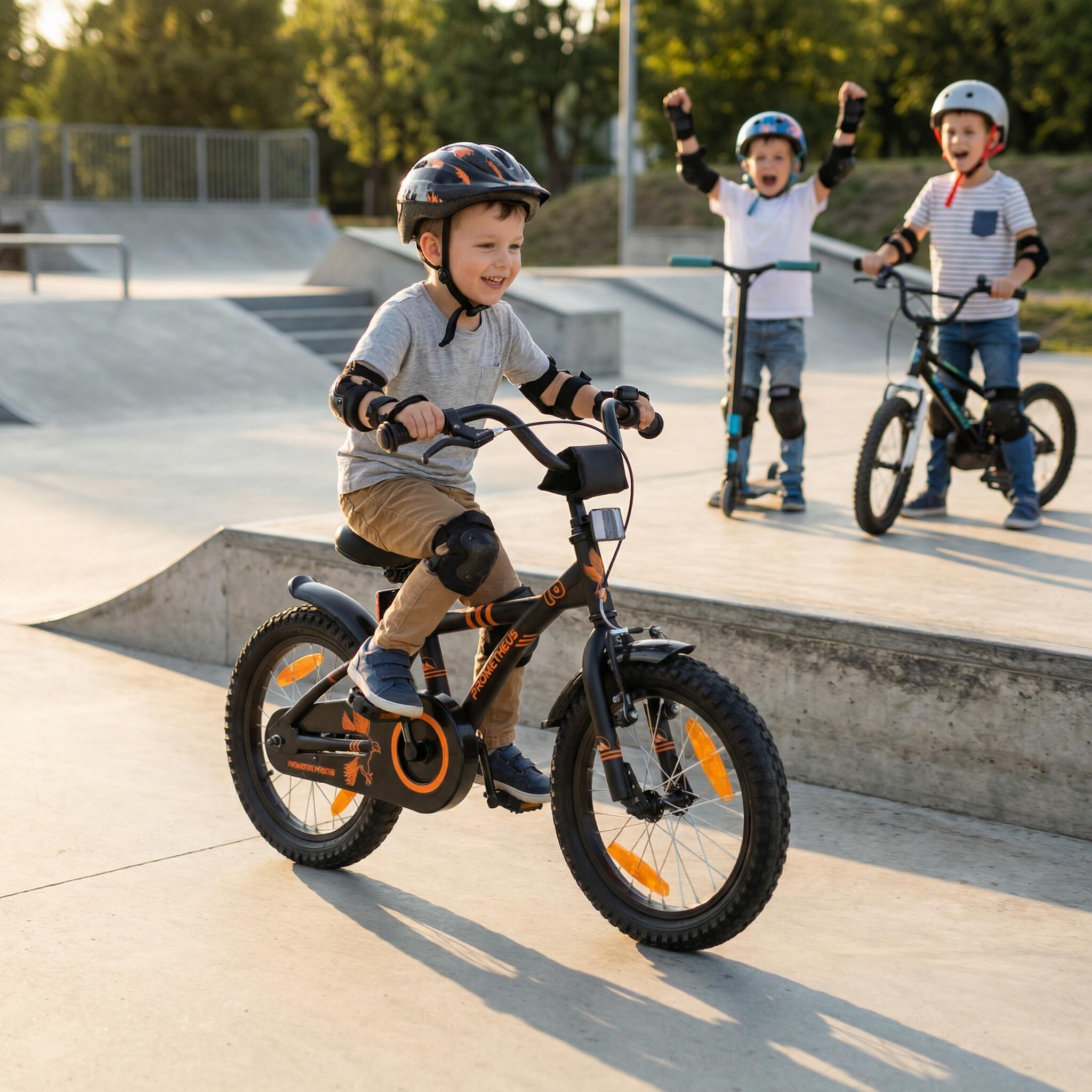 Bici bambini 16 pollici 4–5 anni con rotelle e freno a contropedale 6/8