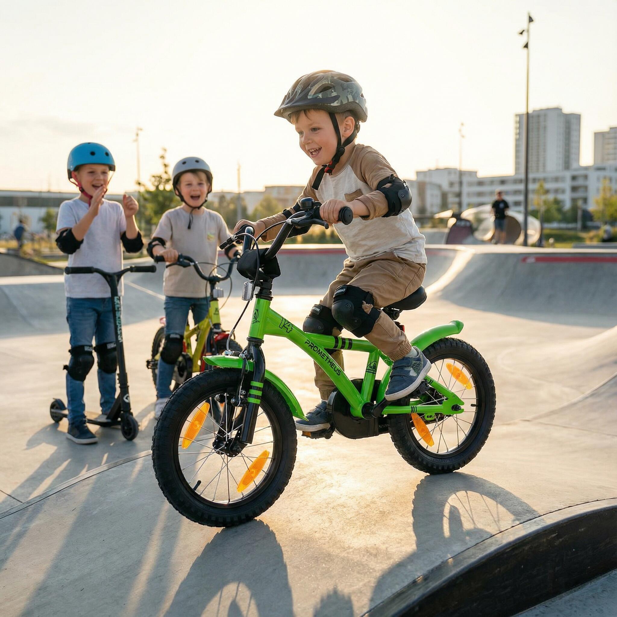 Bicicletta per bambini 14" dai 4 anni con rotelle e freno a contropedale 6/8
