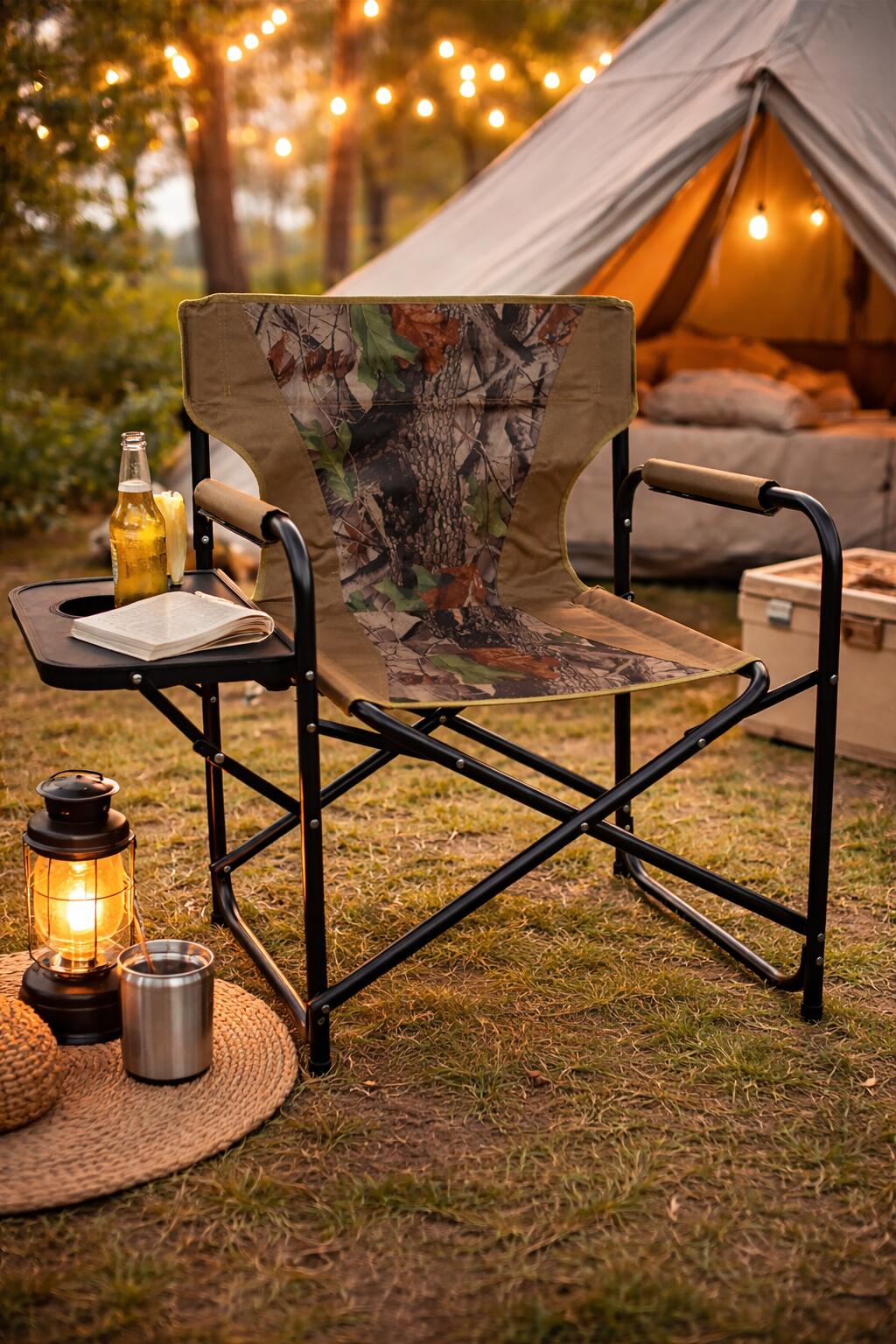 Cadeira de Camping Dobrável com Mesa Lateral - Camuflagem - Cadeira de Diretor 6/6