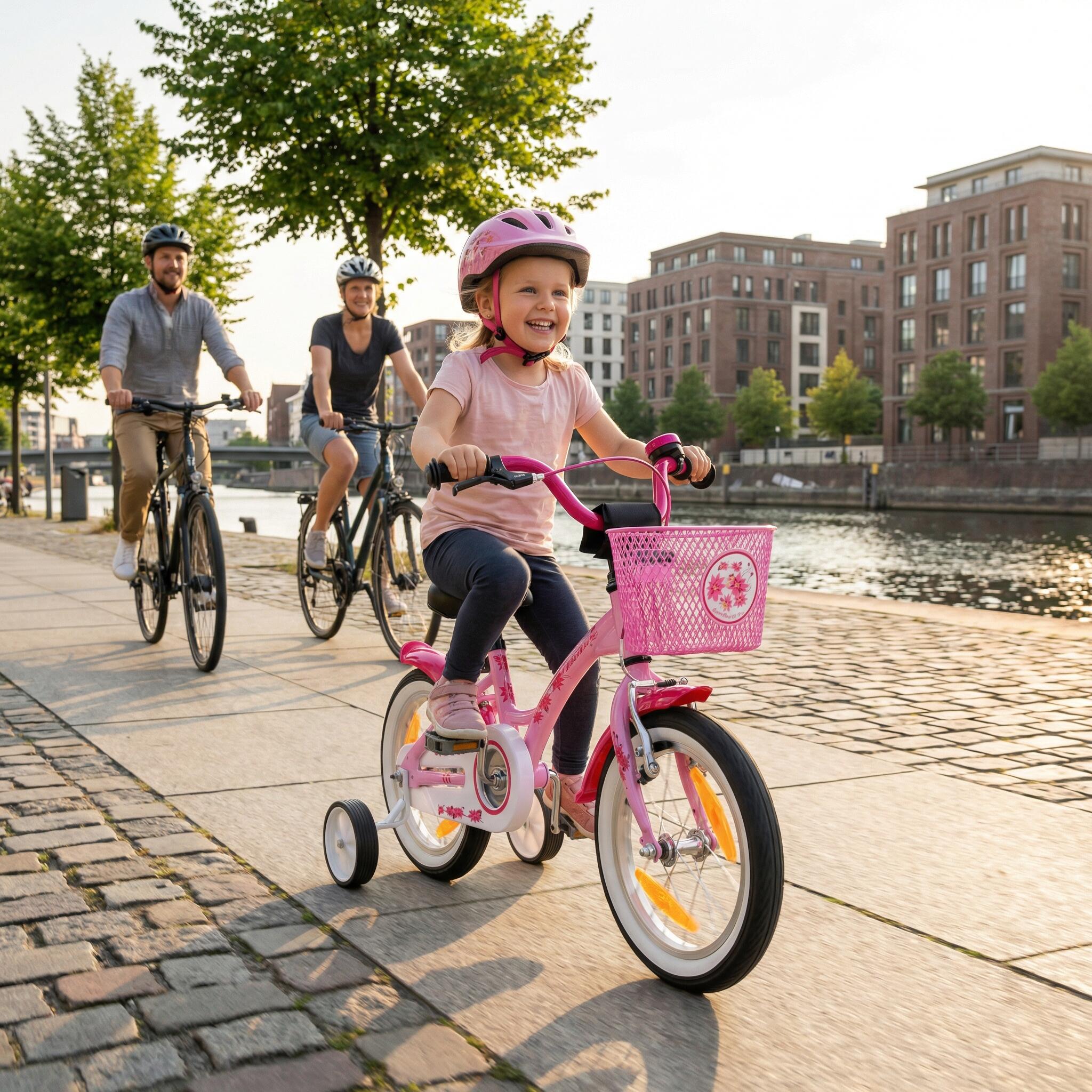 Bicicletta per bambini 14" dai 4 anni con rotelle e freno a contropedale 2/8