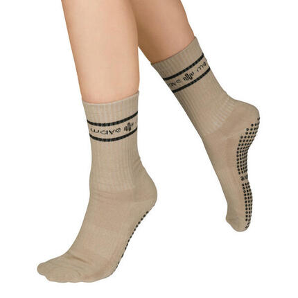Mewave Chaussettes de Pilates taupe