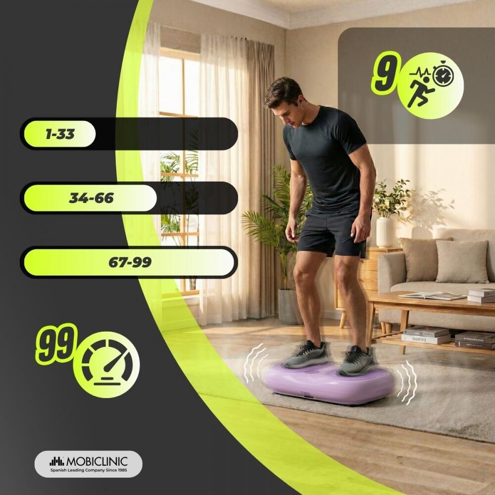 Plataforma vibratória 99 níveis de velocidade 9 programas Bandas elásticas 4/7