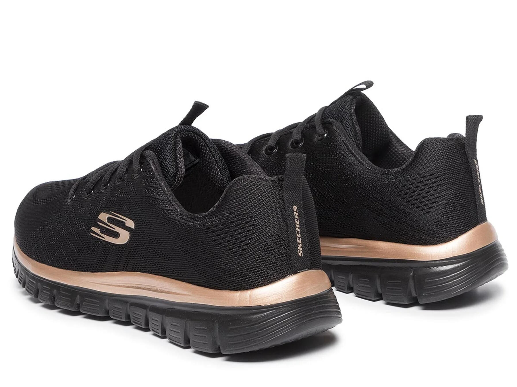 Chaussures Lifestyle Skechers Gracefulget Connected Noir/Rose Gold Femme 7/7