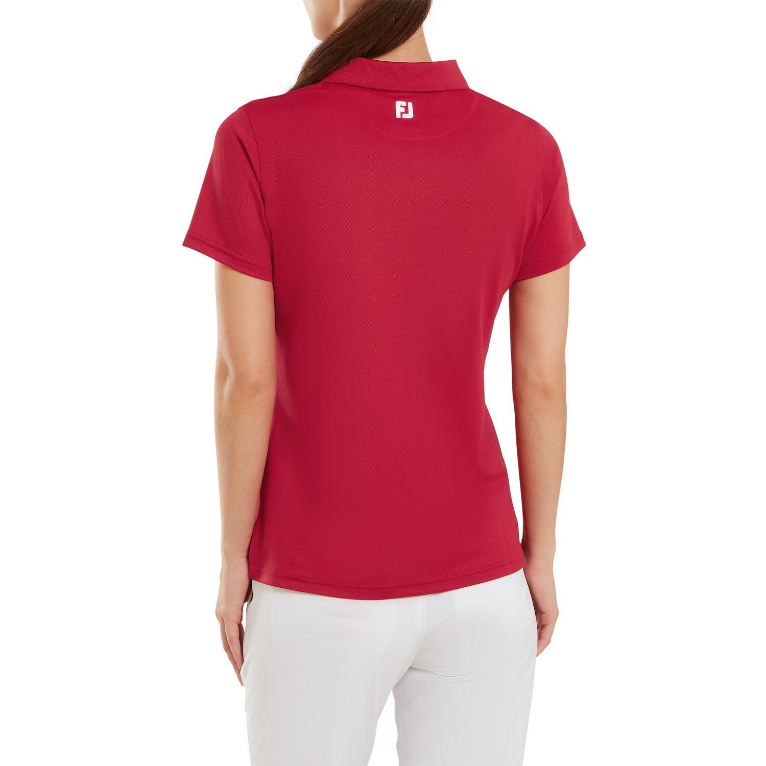 Polo da golf in piqué elasticizzato Footjoy da donna, rossa 2/5