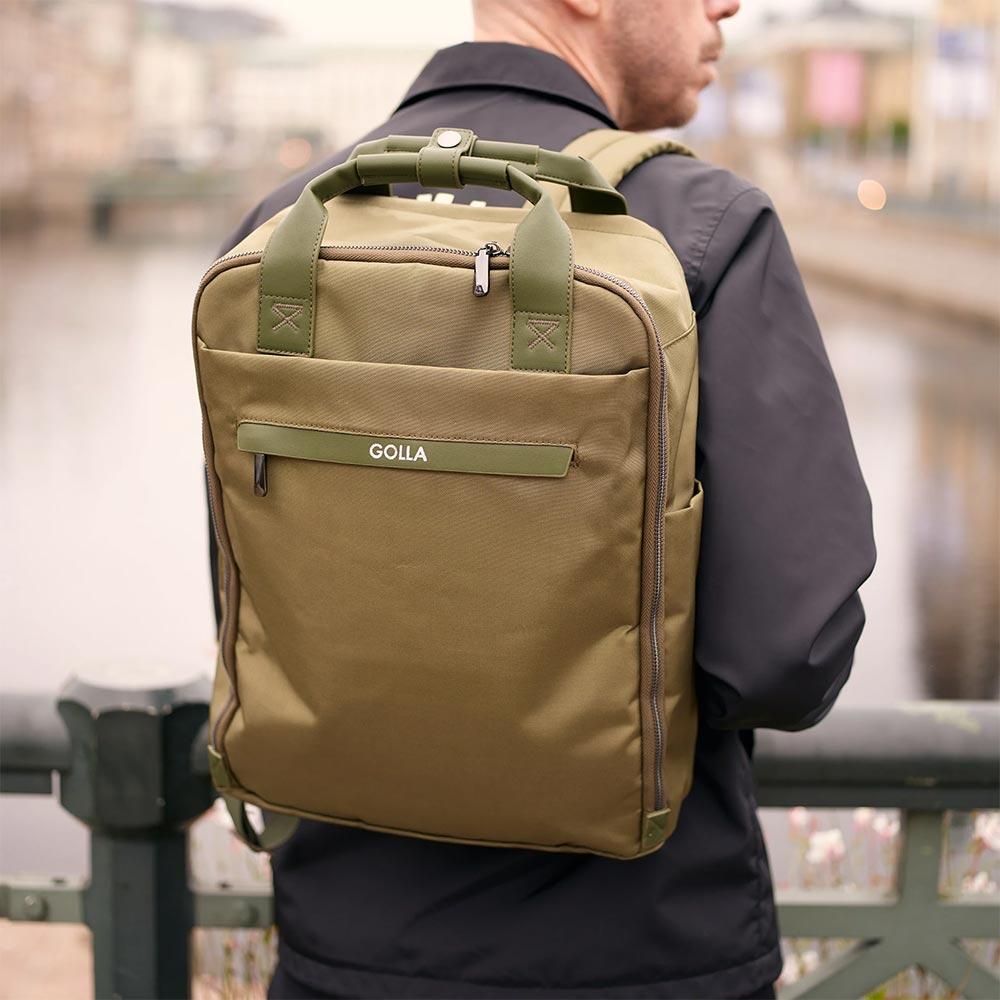 Zaino Orion 15,6” in Nylon e PU Idrorepellente con Fascia per Trolley - Verde 4/4