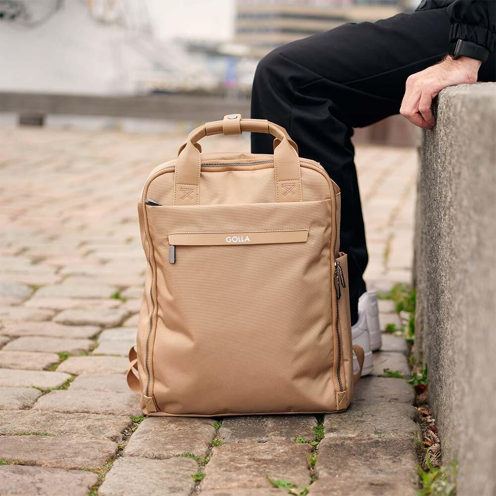 Zaino Orion 15,6" in Nylon e PU Idrorepellente con Fascia per Trolley - Caffè 4/4