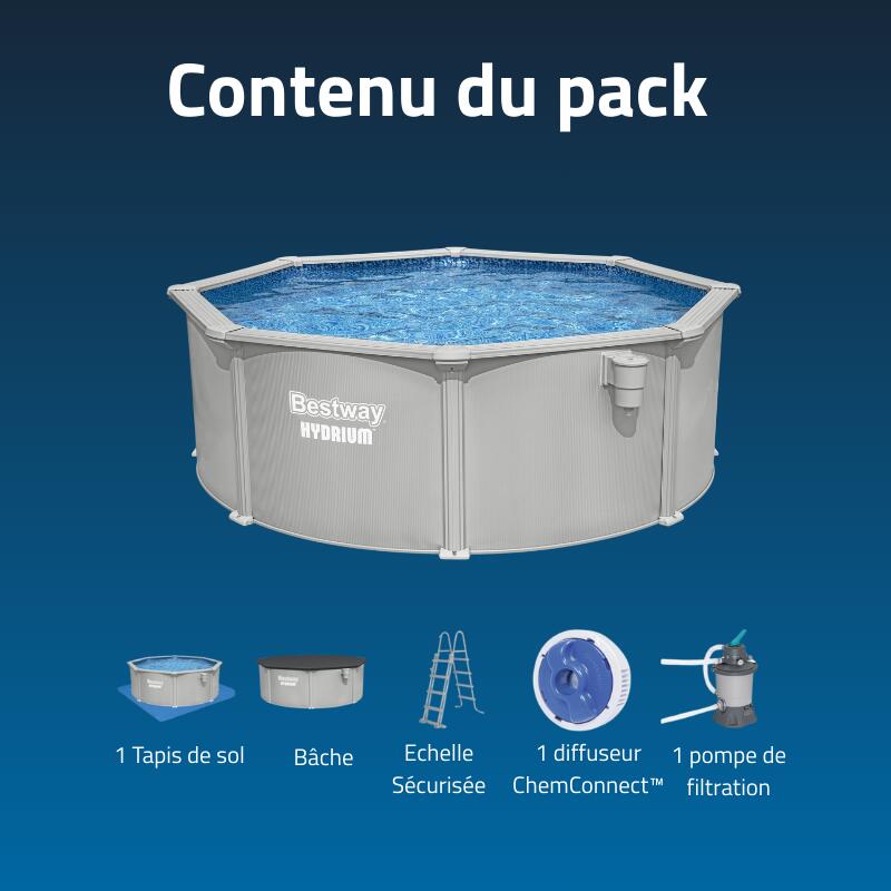 Bestway Piscine acier ronde Bestway Hydrium 366 x 122 cm gris clair 4/7