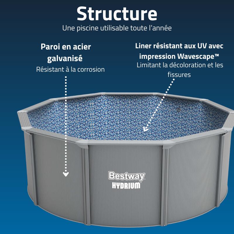 Bestway Piscine acier ronde Bestway Hydrium 366 x 122 cm gris clair 6/7