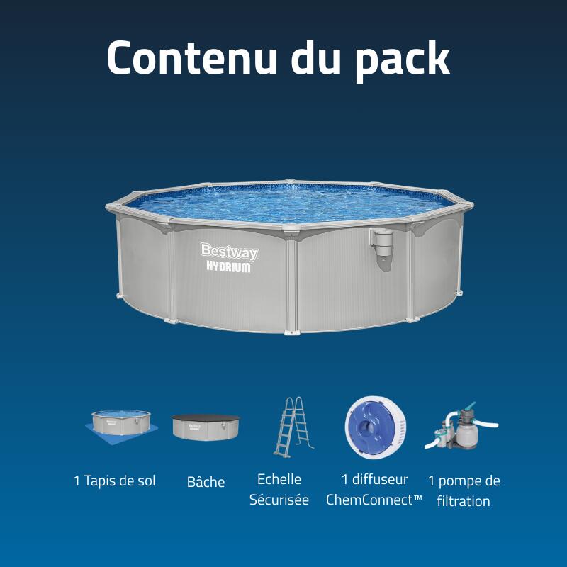 Bestway Piscine acier ronde Bestway Hydrium 457 x 122 cm gris clair 4/7
