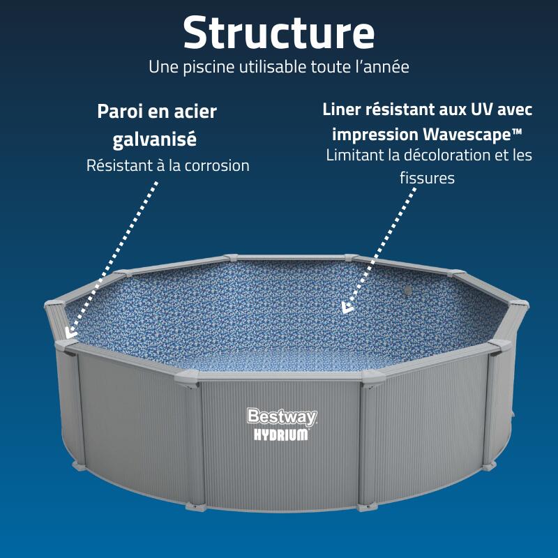 Bestway Piscine acier ronde Bestway Hydrium 457 x 122 cm gris clair 6/7