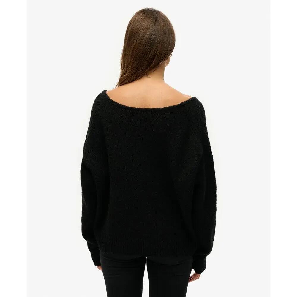 Pull Noir Femme Superdry Oversized 3/4