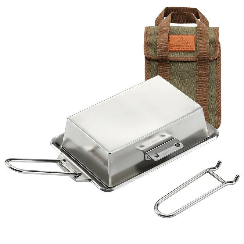 Fry Pan Stainless Steel Portable Thickened Camping Cookware