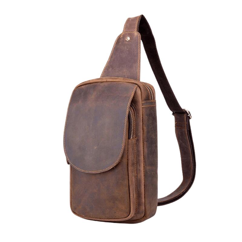 Men Crossbody Bag Leather Chest