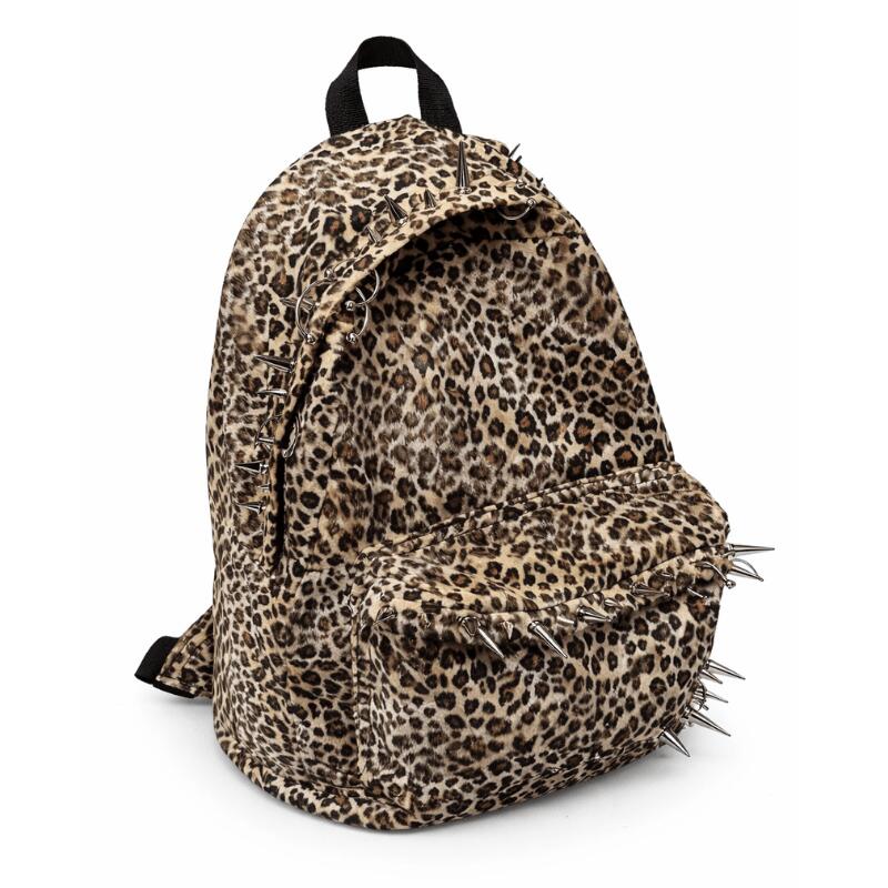 Leopard Backpack with Rivet Punk Large Capacity
