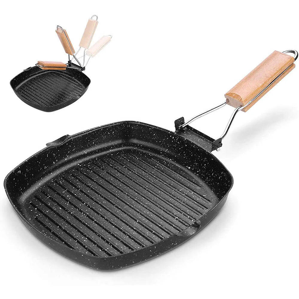 Frying Pan Non-Stick Camping Cookware with Folding Handle