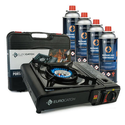 Réchaud à gaz - avec 4 bonbonnes de gaz - Mallette de transport