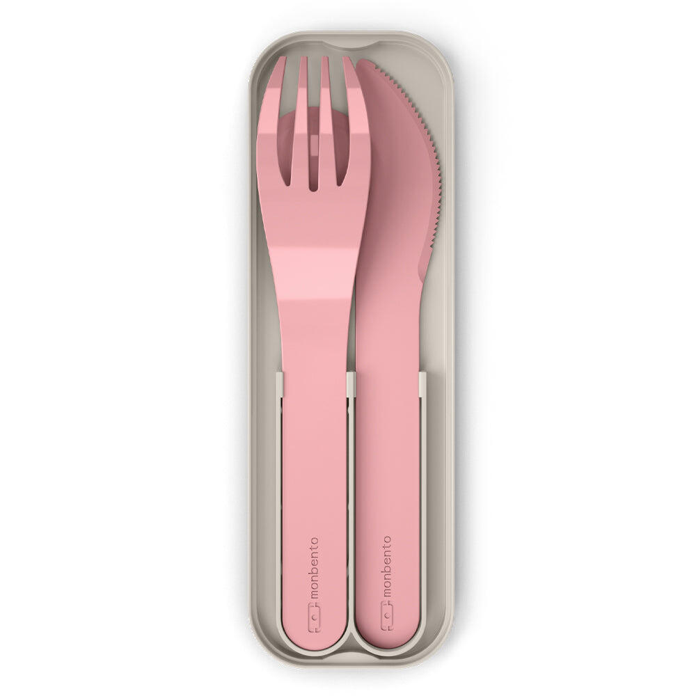 Monbento MB Pocket Plastic Cutlery Set - Colour Pink Blush