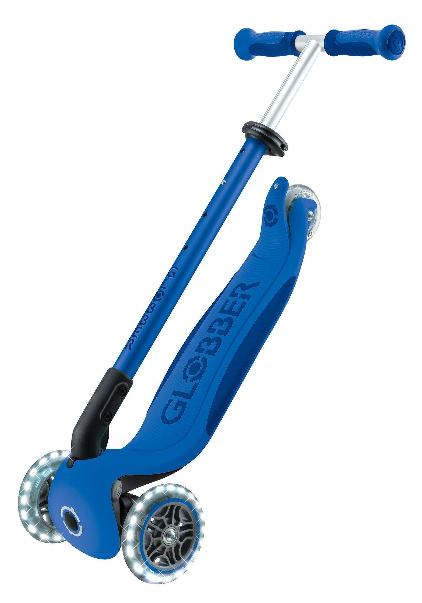GLOBBER GO-UP DELUXE LIGHTS dunkelblau, mit Leuchtrollen und Leuchtmodul 7/8