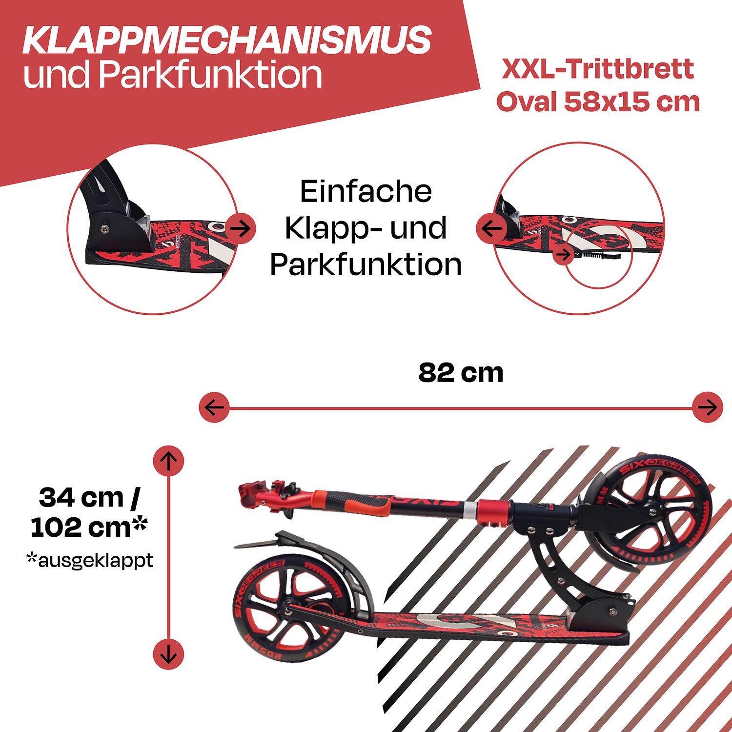 SIX DEGREES Aluminium Scooter 205 mm racing red 3/7