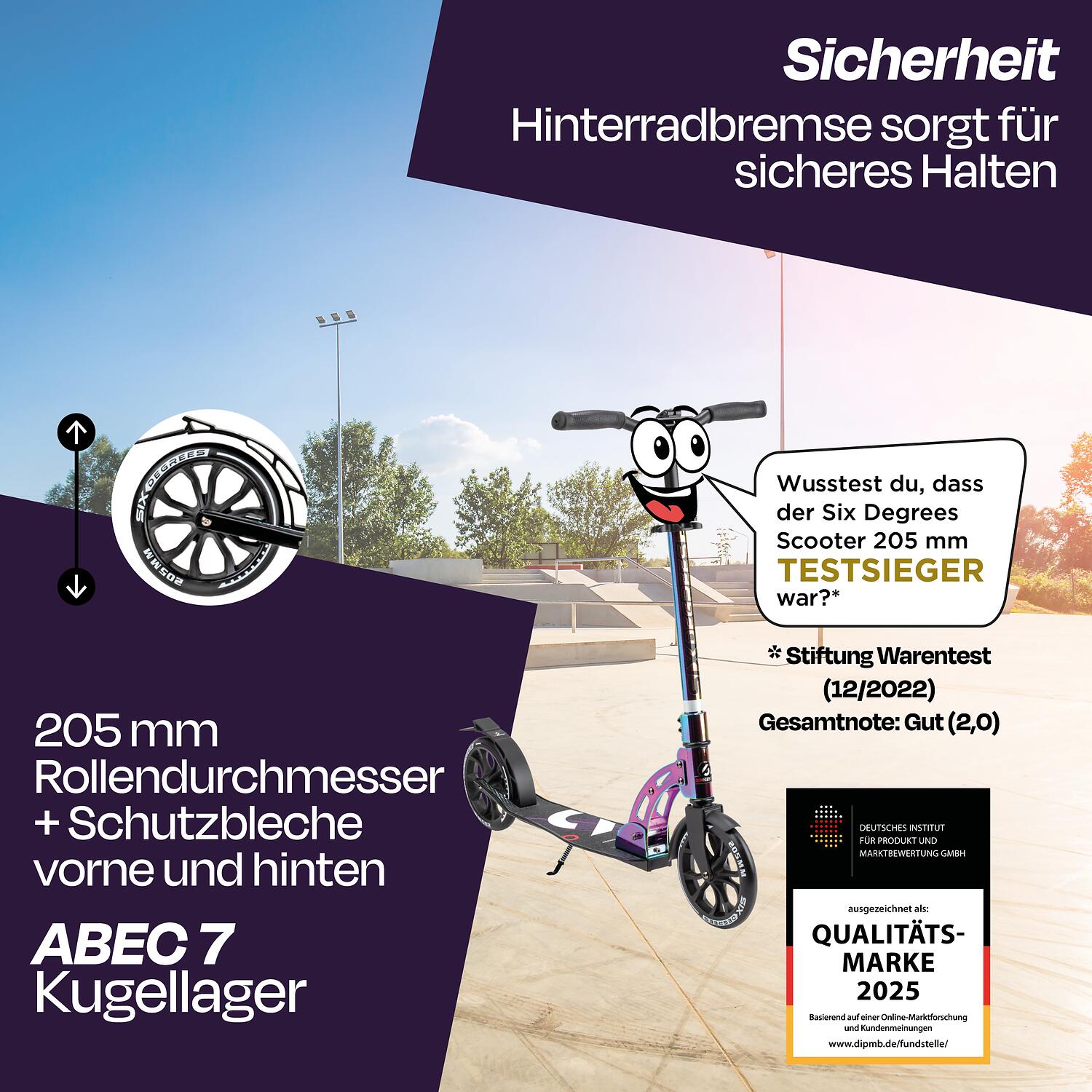 SIX DEGREES Aluminium Scooter 205 mm neochrome Special-Edition 2/7