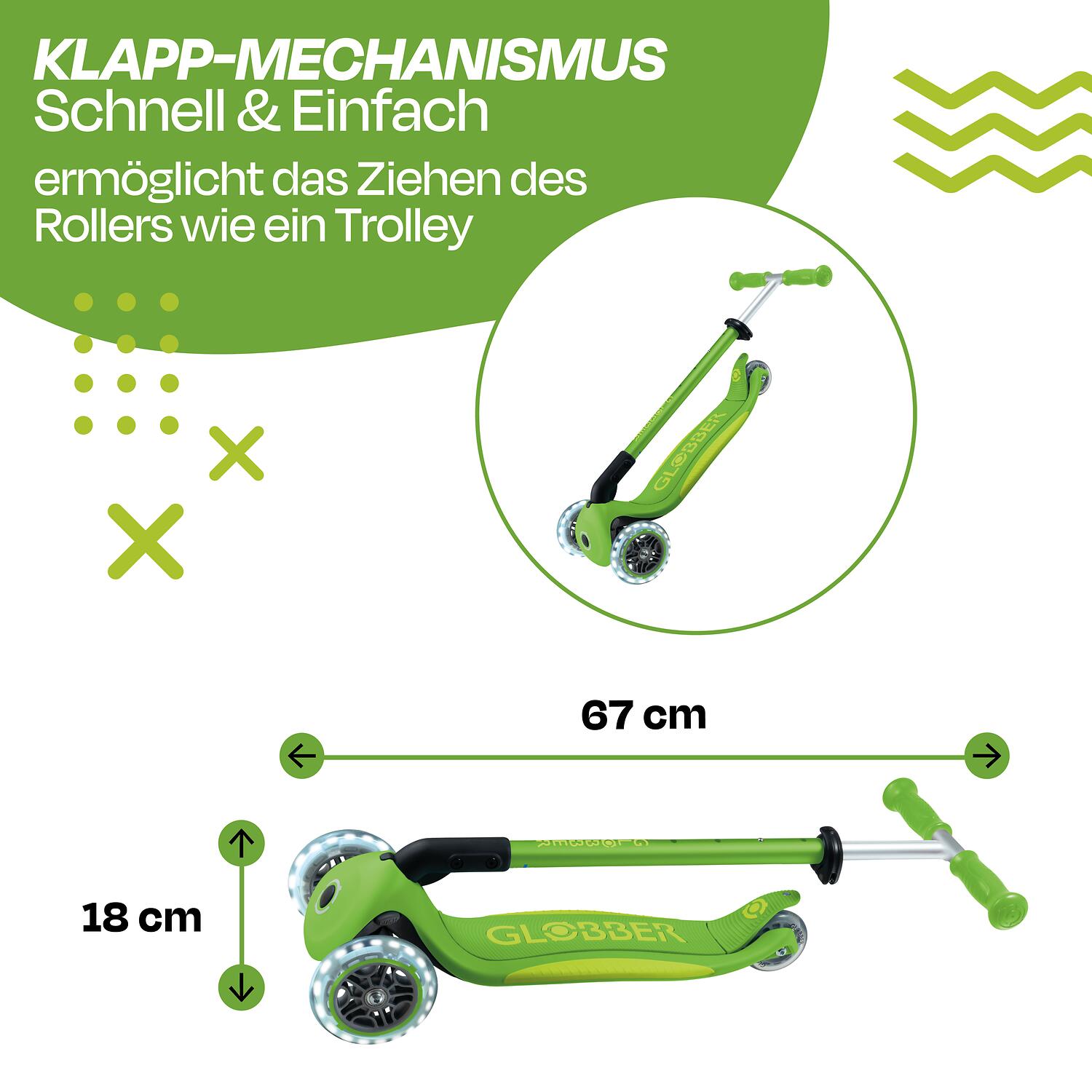 GLOBBER ELITE LIGHTS grün, mit Leuchtrollen 3/7