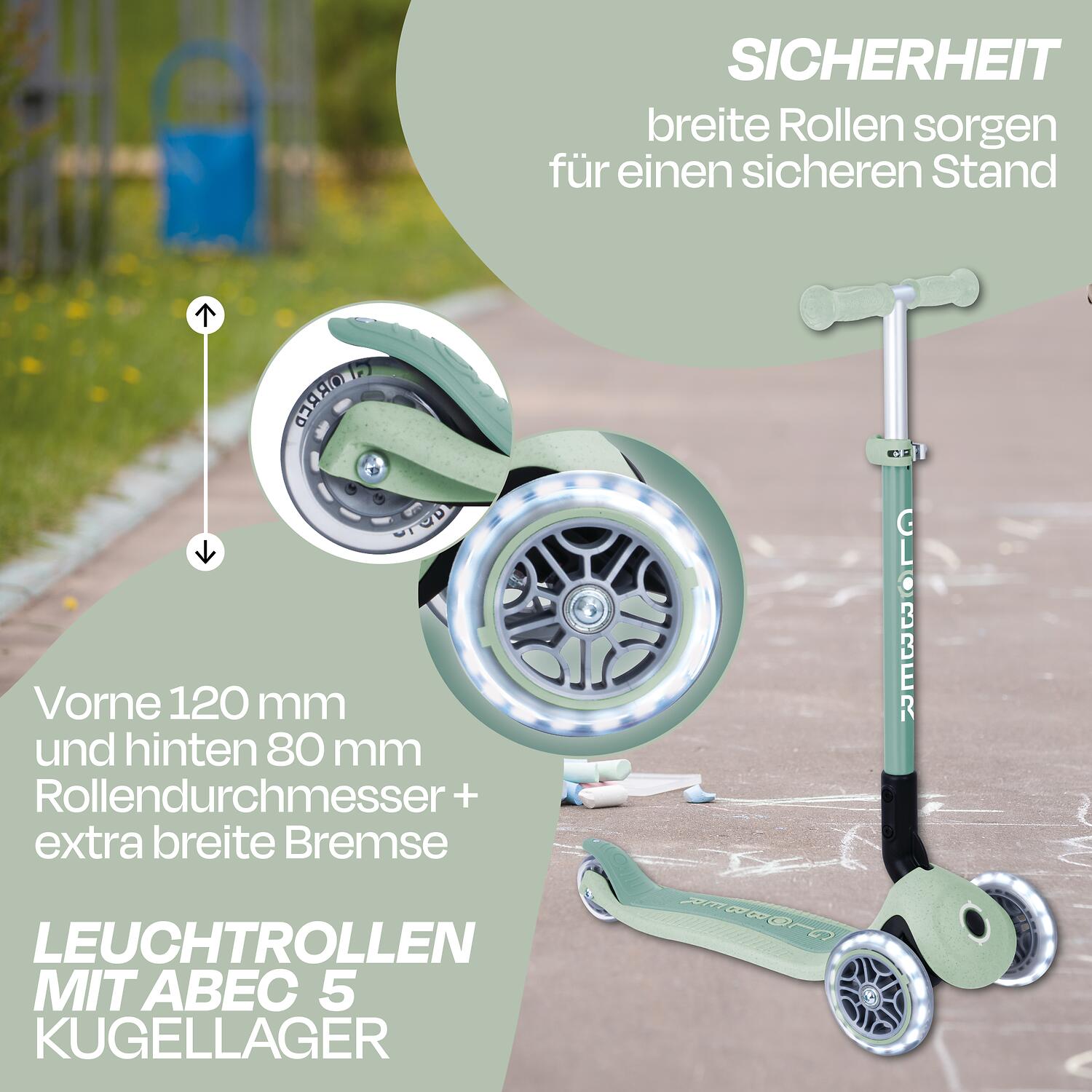 Globber Primo ECO foldable lights step in Pistachio 3/7