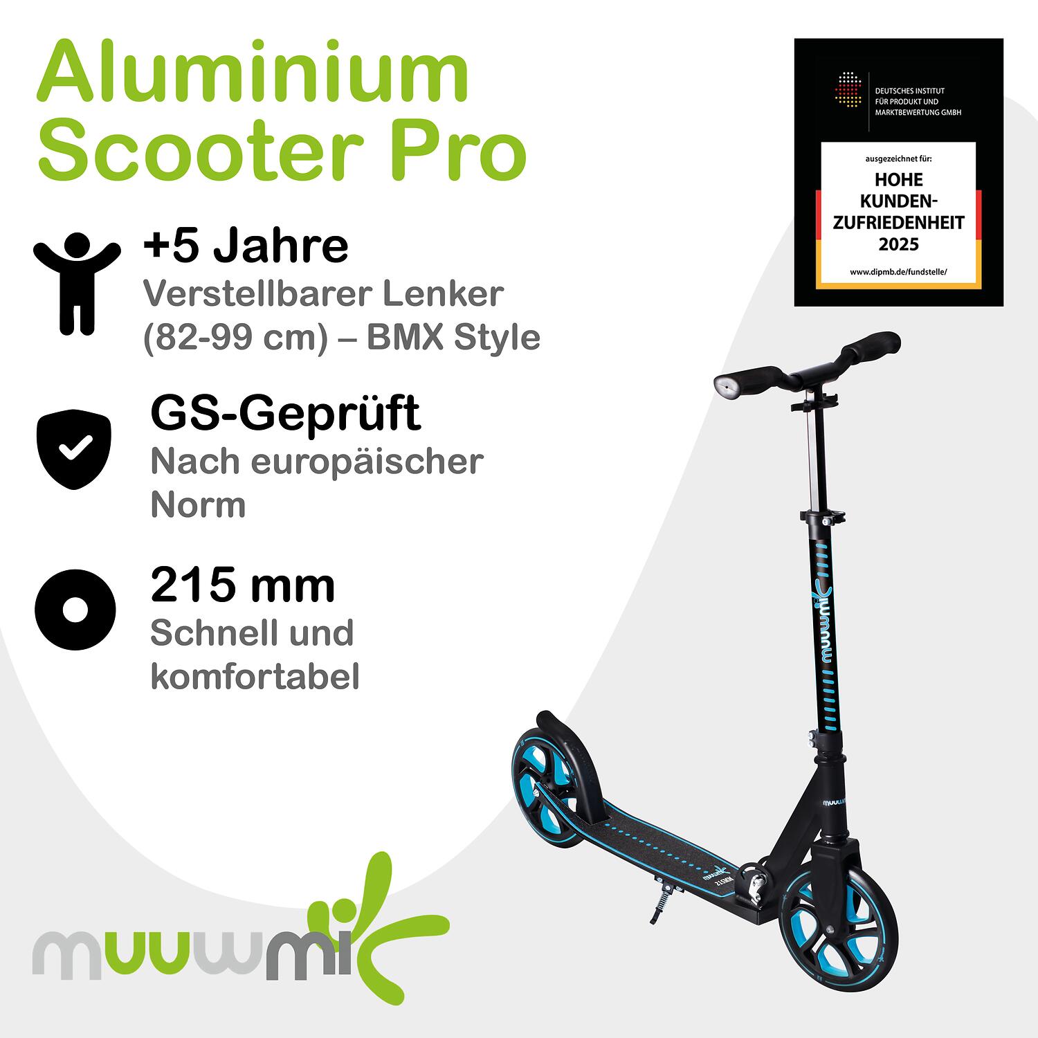 muuwmi Aluminium Scooter Pro 215 mm blau 2/7