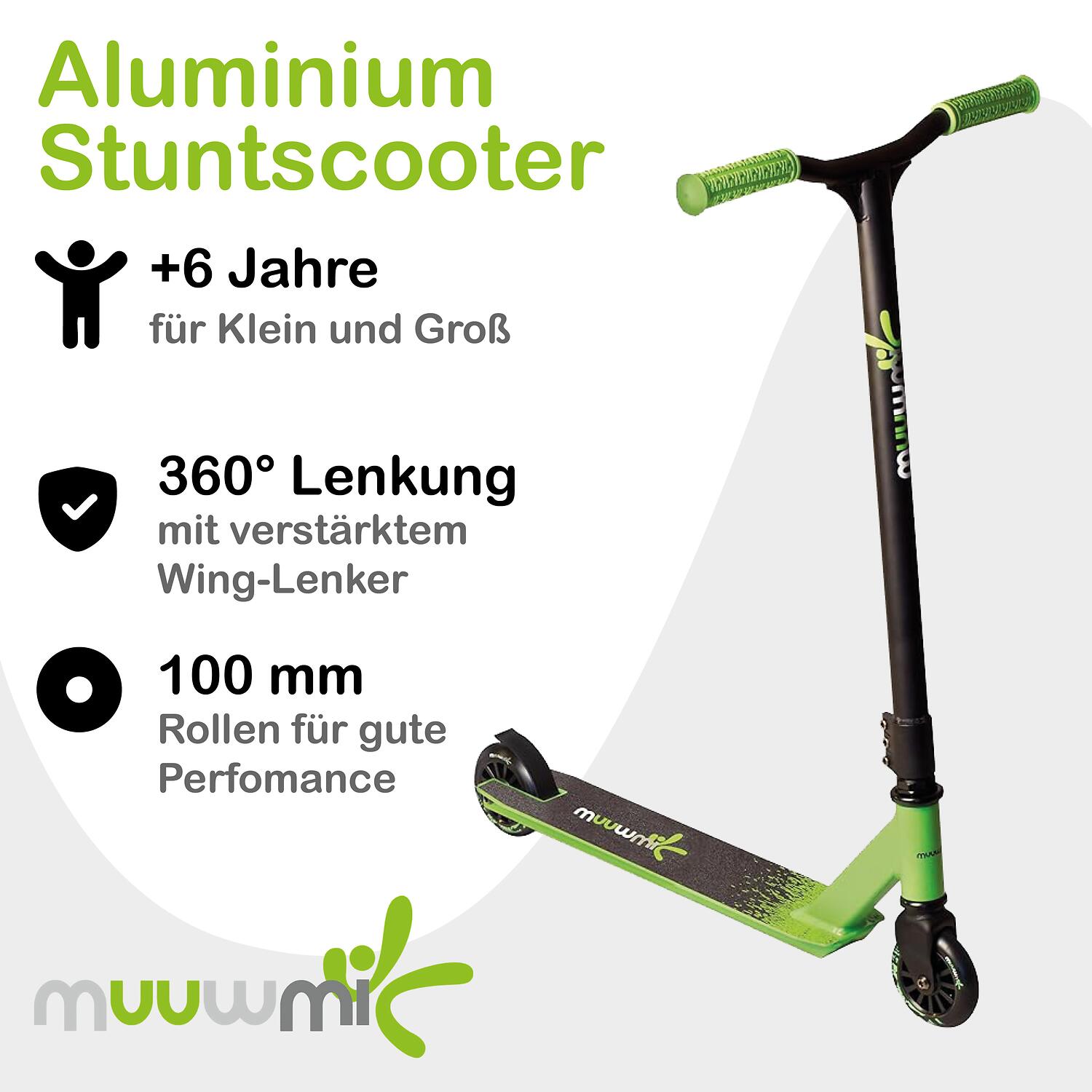 Muuwmi stuntstep Junior zwart/groen 2/7